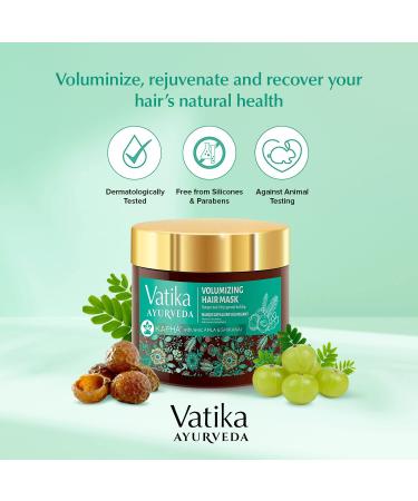 Vatika Ayurveda Volumizing Hair Mask - Indian Gooseberry & Soap Berry Hair Treatment 250g - Volumize Fine Hair, Thickening Salon Formula for Volume & Shine (For Kapha Dosha) - Buy Online on GoSupps.com