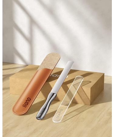 Llano Stainless Steel Nail File with Leather Case - Double Sided Anti-Slip Metal Nail File for Men and Women - Buy Online on GoSupps.com