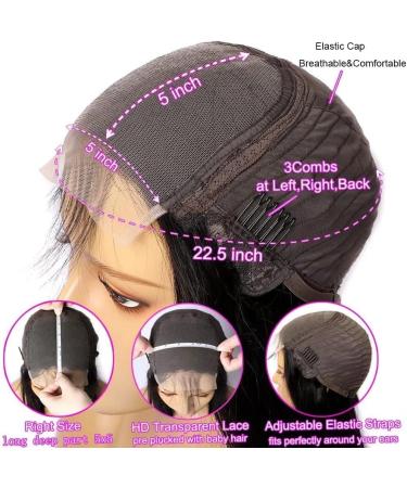 Maxine 5x5 HD Transparent Lace Front Wig | 10a Brazilian Remy Silky Straight Wave Human Hair | Pre Plucked with Baby Hair | 22 Inch 5x5 Lace Closure Wig - Buy Online on GoSupps.com