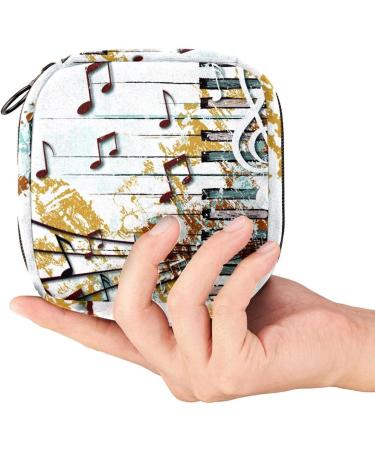 Shop Retro Music Notes Menstrual Pad Bag | Stylish Ladies Napkin & Tampon Collection Bags with Zipper for Women & Girls - International Shipping Available - Buy Online on GoSupps.com