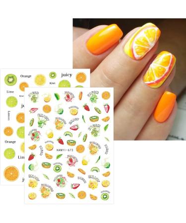 JMEOWIO 12 Sheets Fruit Nail Art Stickers Decals Self-Adhesive Strawberry Watermelon Lemon Nail Supplies Nail Art Design Decoration Accessories - Buy Online on GoSupps.com