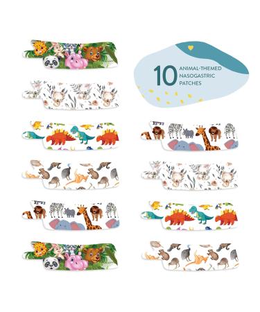 Nasogastric or Oxygen Tube precut Adhesive Tape Animal Mix x 10 Pack. (Mix Pack)