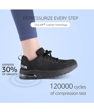 STQ Women's Air Cushion Running Shoes - Breathable Sneakers, Size 7, Black - Buy Online on GoSupps.com