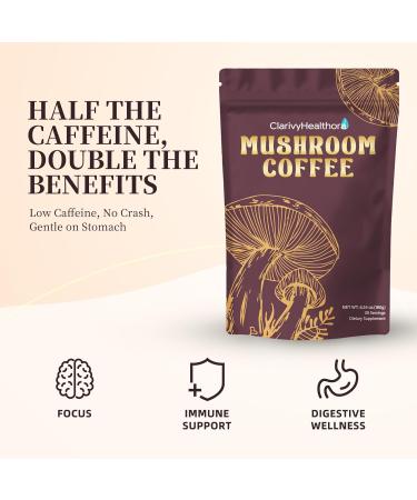 Instant Mushroom Coffee with Lions Mane Turkey Tail 6 Adaptogenic Mushrooms Mushroom Supplement & Powder for Energy Focus Digestion & Immunity 30 Servings - Buy Online on GoSupps.com