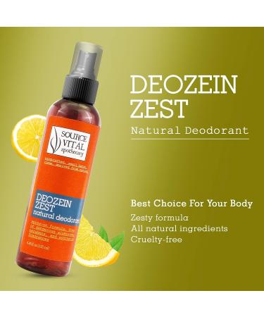 Deozein Zest Natural Spray Deodorant | Paraben and Baking Soda Free | Non-Toxic Odor Control for Men, Women, Teens | 4.46 Fl Oz - Buy Online on GoSupps.com