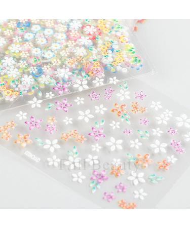 30 Sheet Colorful Flower Nail Art Stickers - 3D Adhesive Decals for Women | Cute Nail Designs & Supplies - Buy Online on GoSupps.com