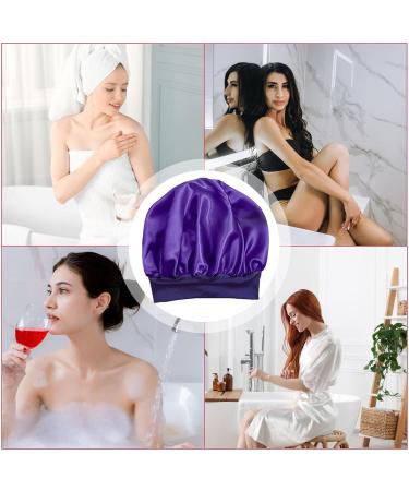 Hair Towel Wrap | Luxurious Satin Hair Turban & Quick Dry Drying Towel for Men & Women | Anti-Frizz Hair Wrap in Purple - Buy Online on GoSupps.com