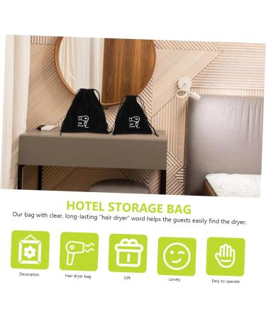 BIUDECO 8 Pcs Storage Bag Hair Dryer Supplies Straightener Drawstring Bag Hairdryer Bag Flocking Cloth Black - Buy Online on GoSupps.com