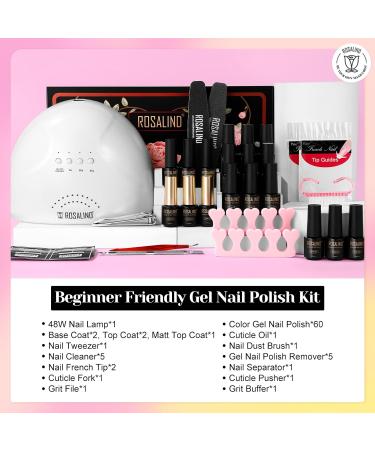 ROSALIND Gel Nail Polish Kit - 48W UV Light 60 Colors Base & Top Coats - DIY Nail Art Starter Set for Christmas - Buy Online on GoSupps.com