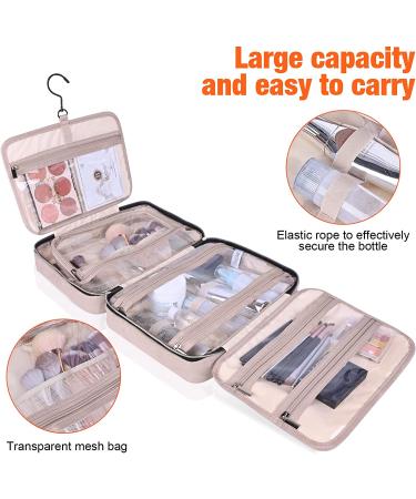 Bagail Large Pink 4-in-1 Toiletry Bag with Hanging Hook - Water-Resistant Travel Organizer for Makeup, Shampoo & Toiletries - Buy Online on GoSupps.com
