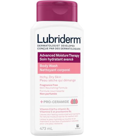 Lubriderm Advanced Moisture Therapy Body Wash Unscented Nourishing Cleanser with Pro-Ceramide Vitamin E & Pro-Vitamin B5 Gently Cleanses Itchy Dry Skin Fragrance Free Hypoallergenic 473mL - Buy Online on GoSupps.com