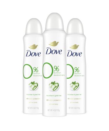 Dove Deodorant Spray Cucumber & Green Tea 3 Count For 48 Hour Protection Aluminum Free Deodorant 4 oz Cucumber and Green Tea 4 Ounce (Pack of 3)