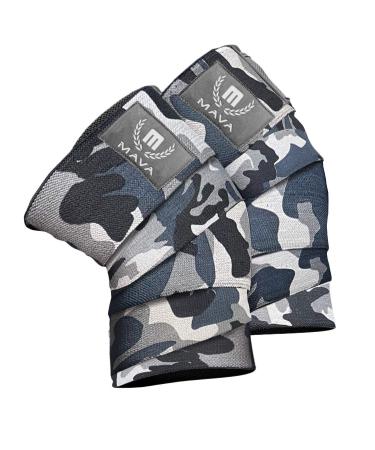 Mava Sports Knee Wraps for Cross Training WODs Compression & Elastic Support Camo Grey