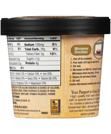 McCann's Instant Oatmeal Cups - Original Flavor, 1.4oz (Pack of 12) - Quick & Healthy Breakfast - Buy Online on GoSupps.com