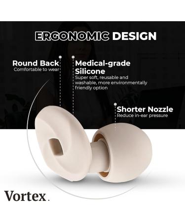Vortex. Ear Plugs for Sleep Reusable Silicone Hearing Protection Noise Reduction for Sleeping 8 Ear Tips in XS/S/M/L 33db Noise Cancelling for Snoring Flights Concerts and Noise Sensitivity Cream - Buy Online on GoSupps.com