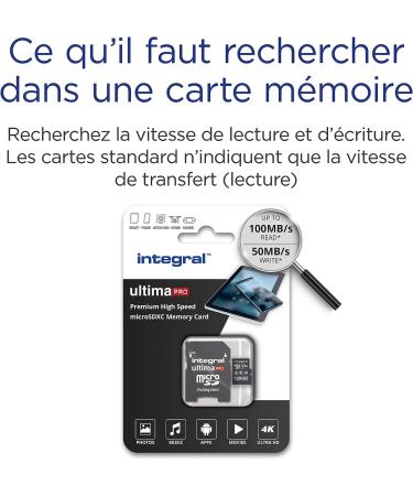 Integral 128GB Micro SD Card - 4K Video Premium High Speed Memory Card | Up to 100MB/s Read Speed, 50MB/s Write Speed | V30, C10, U3, UHS-I A1 - 128GB - Buy Online on GoSupps.com