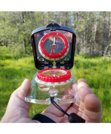 Sighting Compass Mirror Adjustable Declination - Boy Scout Compass Survival Camping | Base Plate Compass Kids Navigation | Orienteering Compass Hiking Map Read Military Compass Backpacking Clinometers Red - Buy Online on GoSupps.com