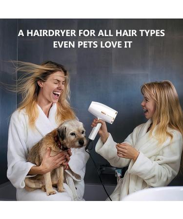 AIRYOMI 1875W Hair Dryer with Diffuser - Powerful Ionic Professional Blow Dryer for Women - 3 Heat 2 Speed Settings - Portable & Fast Drying - White - Buy Online on GoSupps.com