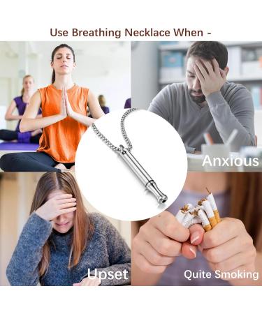 Moguri Stainless Steel Mindful Breathing Necklace - Fear Relief Tool for Stress Panic Attack and Meditation Support | Silver - Buy Online on GoSupps.com