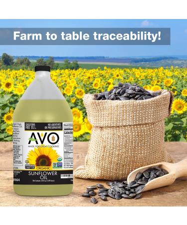 AVO ORGANIC High Oleic Sunflower Oil - 64 Fl-oz - Non-Stick Cooking Oil for Frying, Baking, Saut ing, and Salads - No Preservatives - Naturally Processed - Buy Online on GoSupps.com