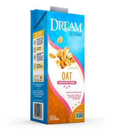 Dream Oat Beverage, Oat Unsweetened, 32 Oz (Pack of 6) Dream Unsweetened