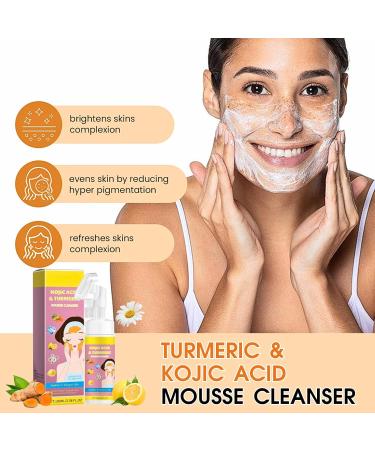 Kojic Acid & Turmeric Face Wash Foaming Cleanser Turmeric Facial Cleanser Gentle Foaming Face Wash for Oily Skin Acne Prone Skin Turmeric Mousse Cleanser for Dark Spots Removes Excess Oil - Buy Online on GoSupps.com