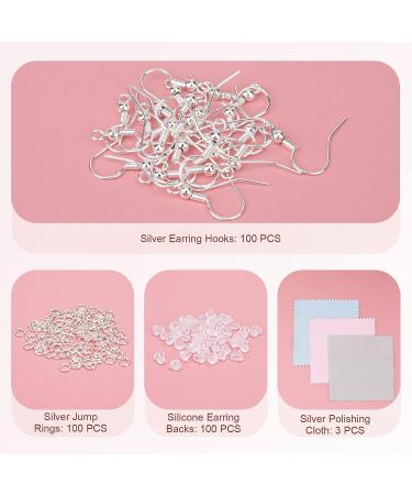 100 PCS/50 Pairs 925 Silver-Plated Earring Hooks for Jewelry Making | Hypoallergenic Earring Supplies with 300 PCS Upgraded Kit - Includes Backs and Jump Rings - Buy Online on GoSupps.com