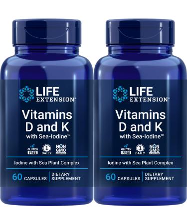 Life Extension Vitamins D and K with Sea-Iodine 60 Capsules (2pack)