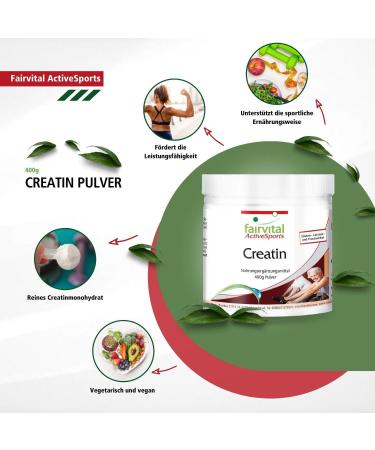 Buy Fairvital Creatine Powder - High Dose Vegan 400g | Pure Creatine Monohydrate Supplement - Buy Online on GoSupps.com