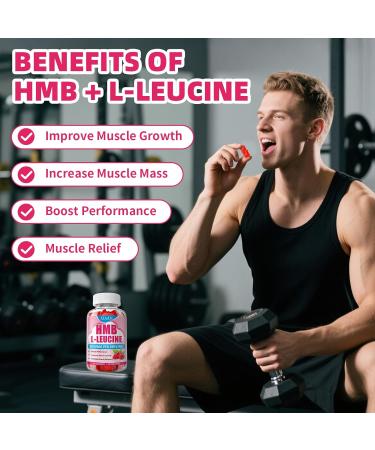 HMB and Leucine Gummies for Men & Women 3000mg Leucine HMB Amino Acids Supplement for Muscle Growth Muscle Relief and Workout Recovery Sugar-Free Raspberry Flavor 60 Count Raspberry 60 Count (Pack of 1) - Buy Online on GoSupps.com