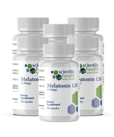 Scientific Health Solutions Melatonin 120mg | Single-Dose Melatonin in Easy-to-Swallow Capsules | Vegan Non-GMO & Gluten-Free | US-Made Extra Strength Melatonins (6-Pack)