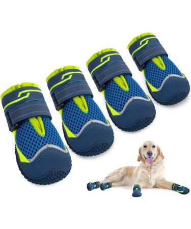 Slowton dog shoes Paw protection 4 pieces of breathable dogs shoes outdoor with non-slip sole adjustable reflective Velcro fastener Hunde boots for small medium and large dogs size 3: width 5 cm f.