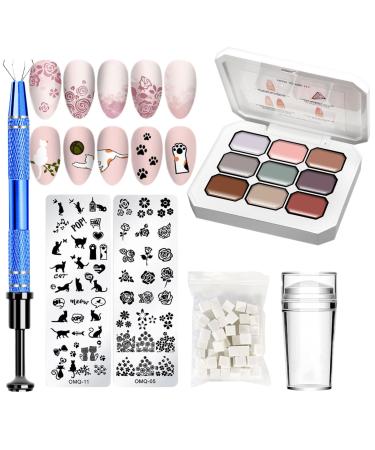 Vernis Gel Solide Pour Ongles Kit de Gel Pat pour D grad Artistique | Manucure D grad Artistique avec ponges et Pince M tallique pour Femmes et Filles Adultes Domicile