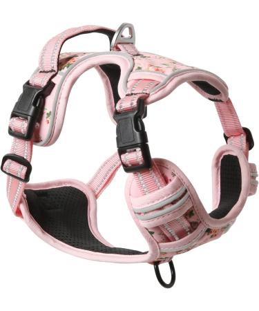 Heele Dog Crockery & Floral Pink Adjustable Dog Harness for Medium-Sized Dogs - Breathable Reflective Anti-Pull with Padded Handle - S S-Breast Grapes 35-61cm - Buy Online on GoSupps.com