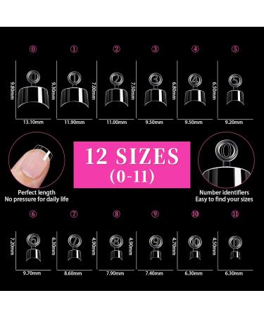 Buy 600Pcs Extra Short Square Nail Tips | Half Cover Clear Acrylic Nails | 12 Sizes for DIY Nail Salon - Buy Online on GoSupps.com