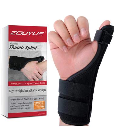 ZOUYUE Thumb Wrist Support Brace Adjustable Thumb Spica Splint for Arthritis De Quervain's Tenosynovitis & Carpal Tunnel Pain Relief Fits Right and Left Hand Black Single