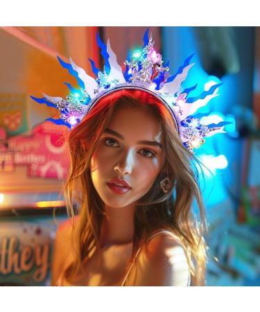 Zoestar Light Up Headband LED Flame Headbands Sparkly Glowing Headpiece Nightclub Party Rave Hair Accessories for Women - Buy Online on GoSupps.com