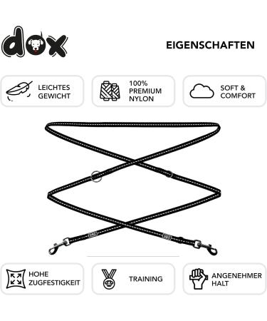 DDOXX Reflective Dog Leash - 2m Adjustable Nylon Leash for Small & Large Dogs Double Leash for Two Dogs Ideal for Running & Training - Black - Buy Online on GoSupps.com