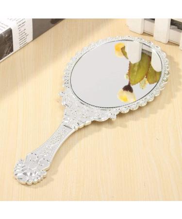 Bluelover Vintage Repousse Oval Makeup Floral Mirror - Silver Hand Held Cosmetic Mirror - Buy Online on GoSupps.com