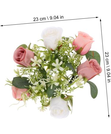 LIFKICH Rose Garland Candle Holder Rings Candlesticks Taper Candle Holders Artificial Floral Candle Wreath Wedding Gift Candle Wreath for Home European Style Decorations Silk Flower Picture 2 23.00X23.00X8.00CM - Buy Online on GoSupps.com