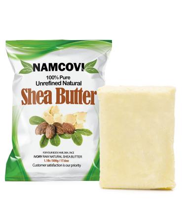 namcovi Raw Shea Butter - Unrefined Shea Butter 1.1 lbs /17.6oz Grade A African Shea Butter - Shea Butter For Skin Care  Hair Care  Body Butter & DIY Recipes- Ivory Natural Shea Butter