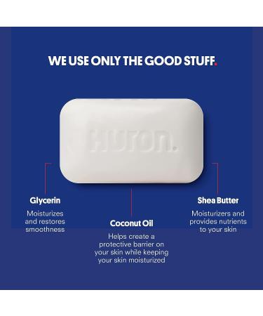 Huron Citrus + Eucalyptus Bar Soap for Men - Hydrating Body Soap with Shea Butter & Coconut Oil - 5oz Bar for Clean, Smooth & Moisturized Skin - Buy Online on GoSupps.com