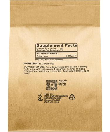 Pure Original Ingredients D-Mannose 4oz - Non-GMO Dietary Supplement | Lab-Verified for Optimal Health - Buy Online on GoSupps.com