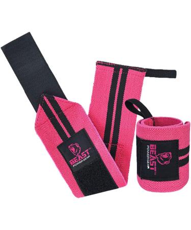 Premium Quality Women's Wrist Wraps with Thumb Loop - Pink | Beast Power Gear - Buy Online on GoSupps.com
