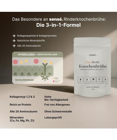  sens . Organic Wild Cow Bone Broth Powder 150g - Collagen Type 1 2 & 3 | Supports Joints Gut & Skin | High Protein | Leaky Gut Ket - Buy Online on GoSupps.com