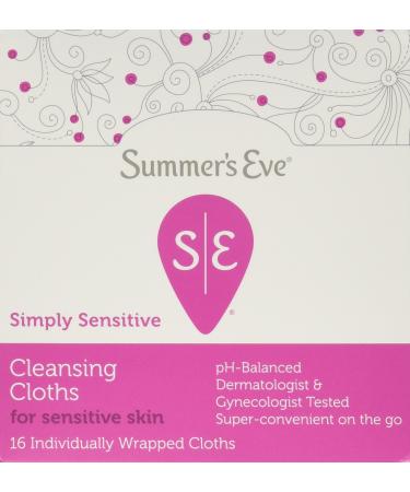 Summer's Eve Cleansing Cloth | Simply Sensitive | 16 Count | Pack of 3 16 Count (Pack of 3) Simply Sensitive