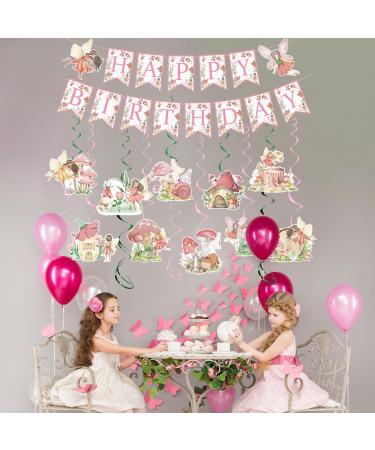 Rngmsi Fairy First Birthday Decorations - Fairy Birthday Party Decorations for Girls Fairy Happy Birthday Banners Mushroom Fairy Hanging Swirls Decor Flower Fairy Birthday Party Decorations Supplies - Buy Online on GoSupps.com
