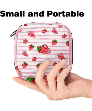 Stylish Pink Storage Bags for Women's Bandages Tampons & Panty Liners - Large Zippered Striped Design - Buy Online on GoSupps.com