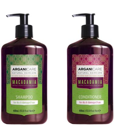 Arganicare | Duo Shampoo + Conditioner | With Macadamia Oil | Prevents and Fights Split Ends | Shiny Effect | All Hair Types | 1x400 ML+ 1x400mL