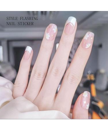 JMEOWIO Gel Nail Stickers Cream Pink White Flower French Tip Semi Cured Gel Nail Strips Wraps UV/LED Nail Supplies Nail Art Design Decoration Accessories - Buy Online on GoSupps.com